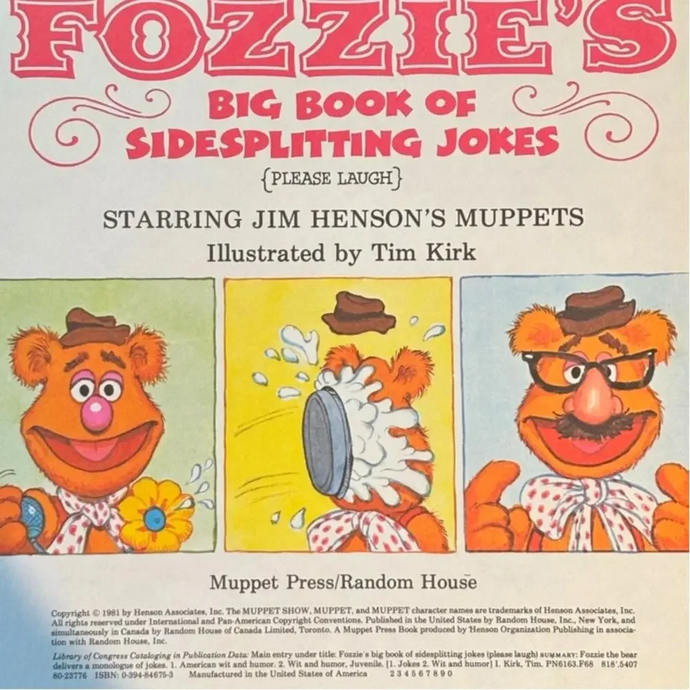 Vintage 1981 Fozzie's Big Book of Sidesplitting Jokes, Muppet Press, Paperback